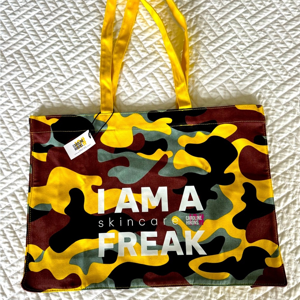 NWT Caroline Hirons Yellow Camo Tote Bag